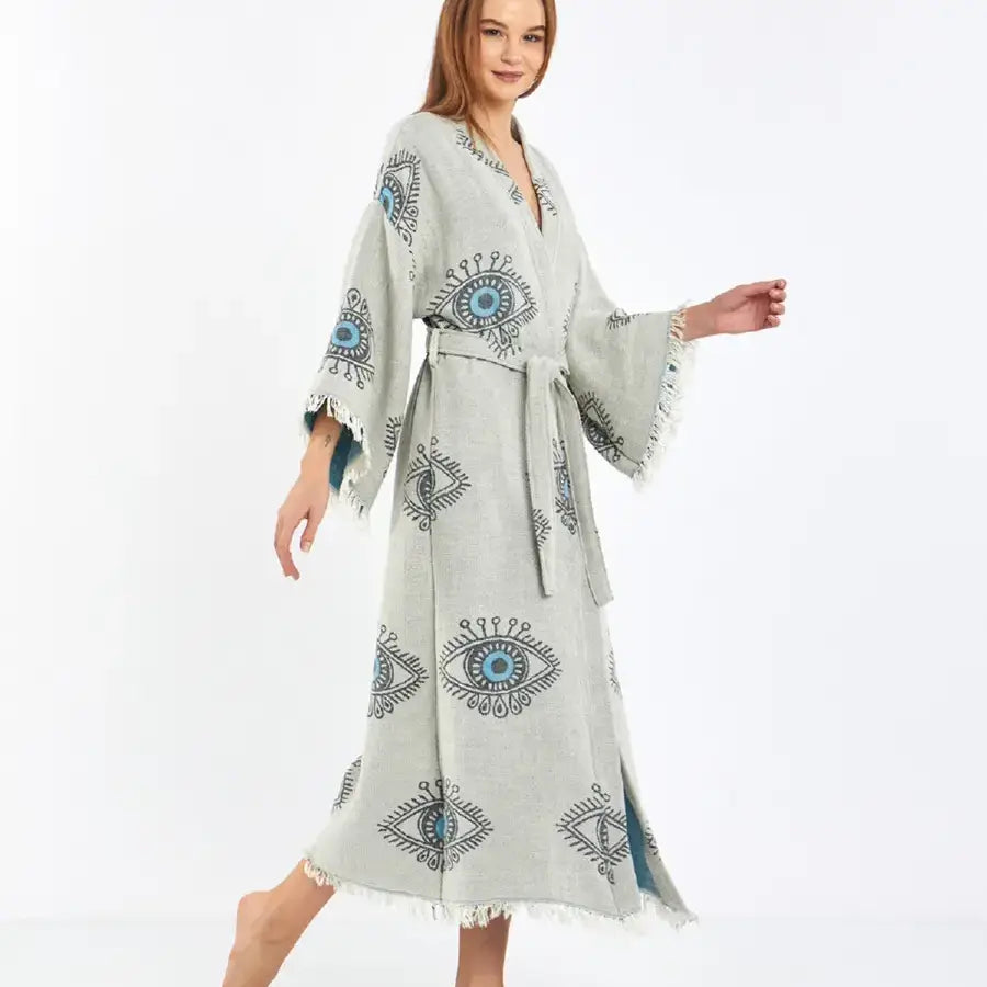 Evil Eye Kimono, Jacquard Kimono, Festival Kaftan Kimono