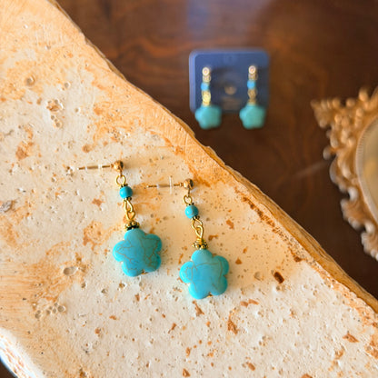 Star Shaped Earring, Turquoise Stone Earring, Handmade Earrings