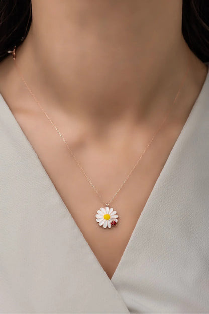 Cute Necklace for Women, Daisy Necklace, Silver Necklace