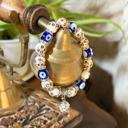 Glass Beaded Bracelet, Bohemian Bracelet, Floral Bracelet