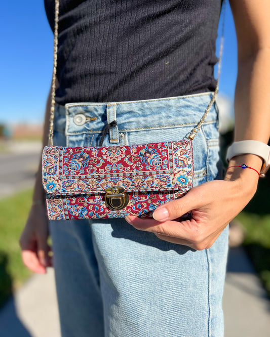 Boho Crossbody Bag, Rug Design Small Shoulder Bag