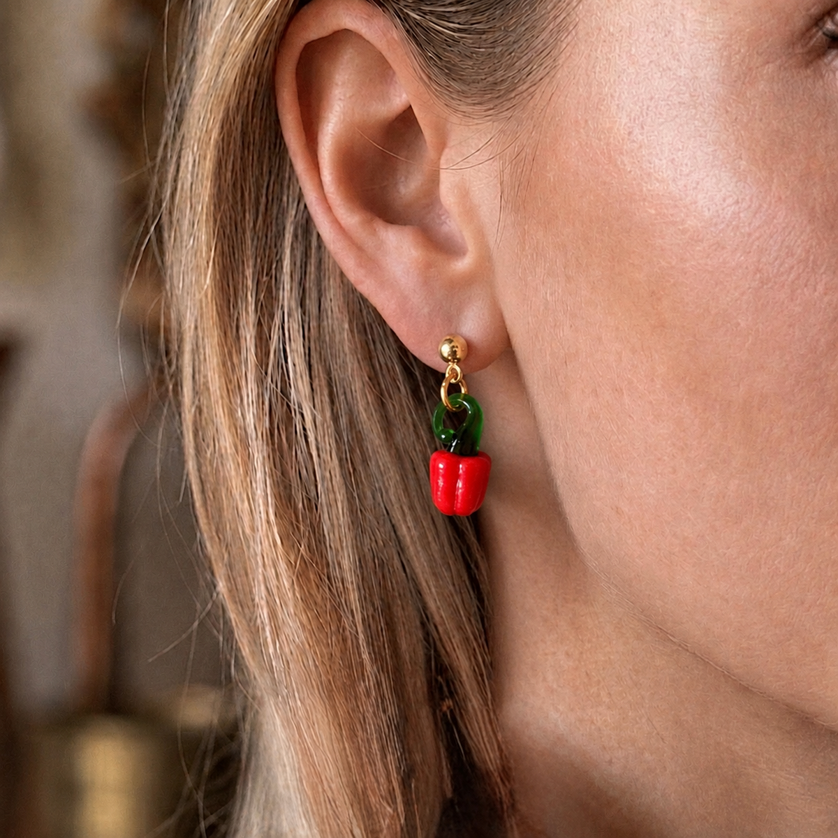 Glass Earrings, Cute Earrings, Pepper Earrings