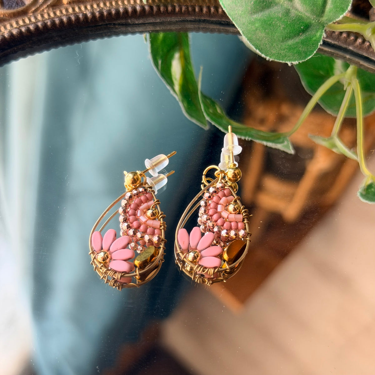 Floral Earrings, Handmade Beaded Earrings, Cute Jewelry,