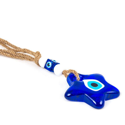 Star Shaped Evil Eye Wall Hanging, Glass Evil Eye with Beads