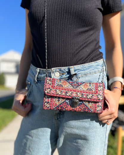 Rug Design Crossbody Bag, Small and Boho Shoulder Bag