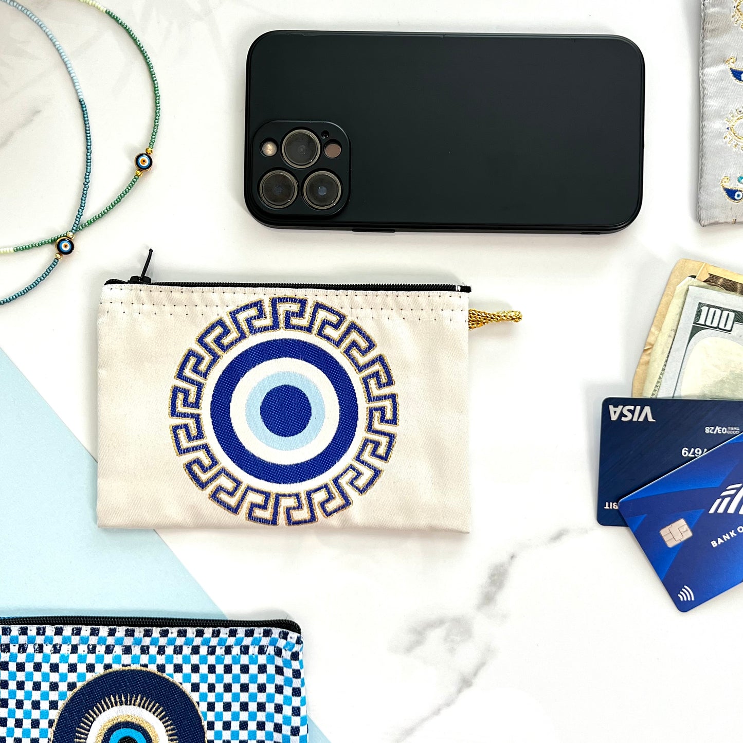 Evil Eye Pouch, Boho Coin Purse, Handmade Coin Purse