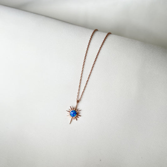 Rose Gold Plated Silver Necklace, Nort Pole Star Necklace