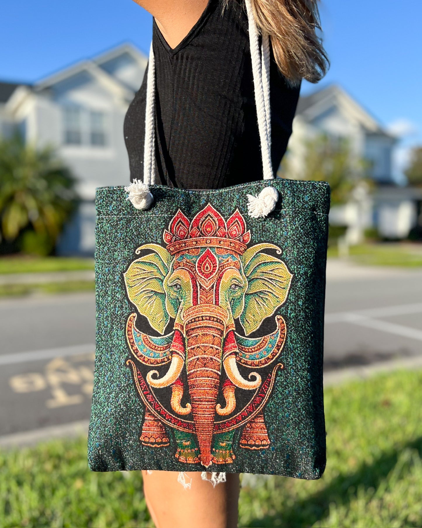 Tote Bag for Women, Elephant Design Bag, Boho Bag