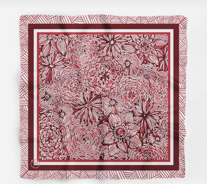 Floral Square Scarf, Soft Bandana, Luxury Scarf
