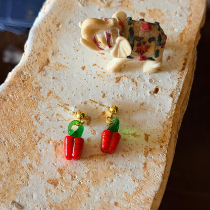 Glass Earrings, Cute Earrings, Pepper Earrings