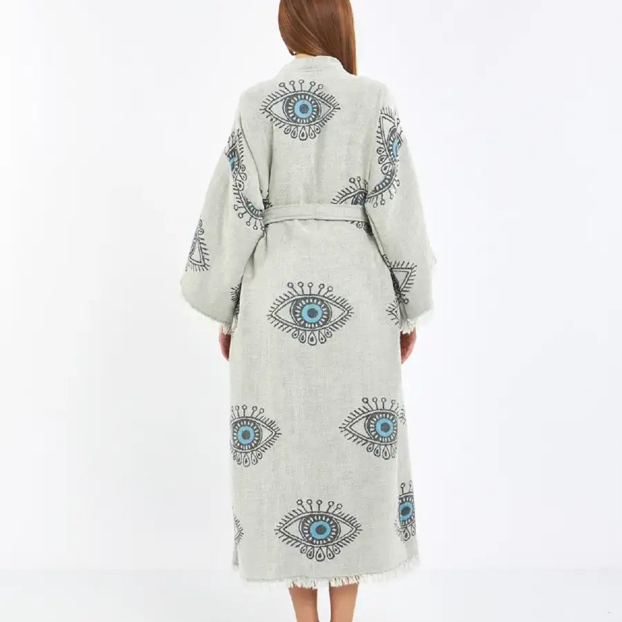 Evil Eye Kimono, Jacquard Kimono, Festival Kaftan Kimono