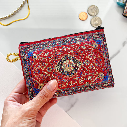 Rug Design Coin Purse, Handmade Pouch