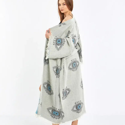 Evil Eye Kimono, Jacquard Kimono, Festival Kaftan Kimono