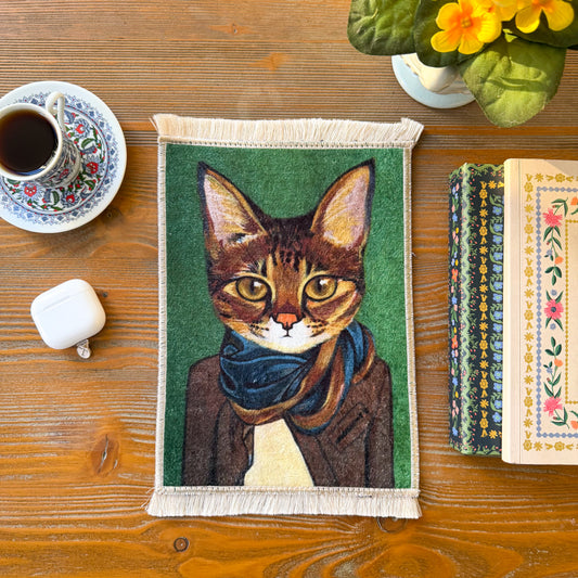 Cute Miniature Rug, Cat Design Gifts, Gift for Animal Lovers