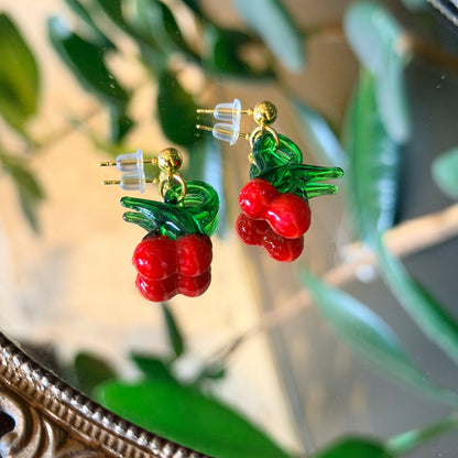 Cherry Earrings, Glass Earrings, Cute Jewelry