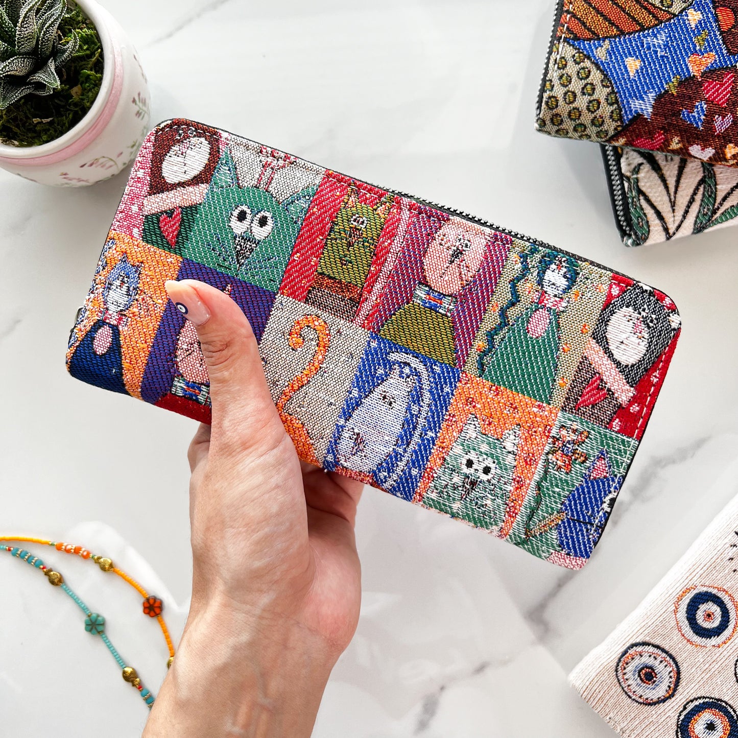 Cat Design Wallet for Women, Cute Purses for Women, Vegan Wallet