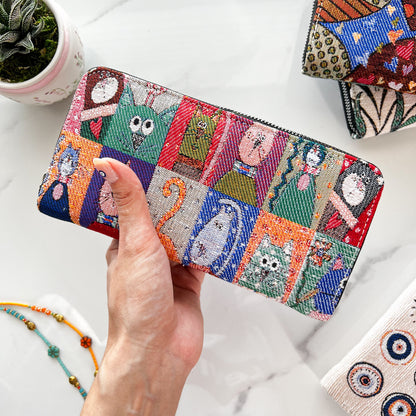 Cat Design Wallet for Women, Cute Purses for Women, Vegan Wallet