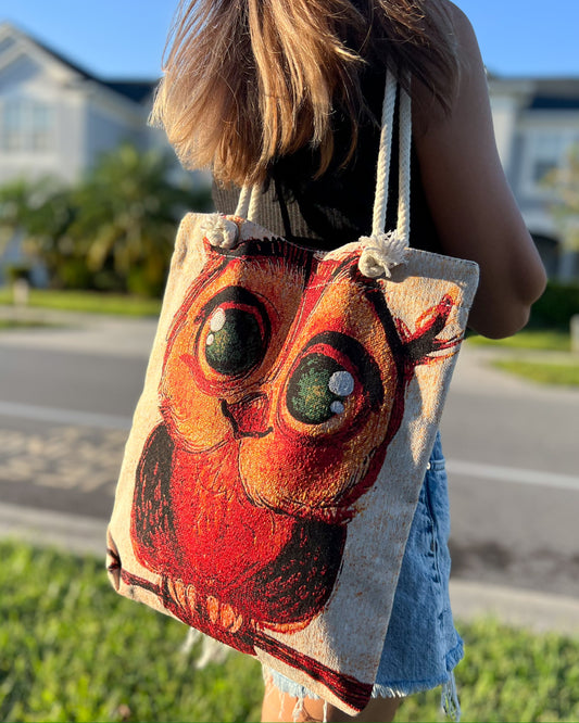 Owl Design Tote Bag, Gift for Animal Lovers, Cute Tote Bag