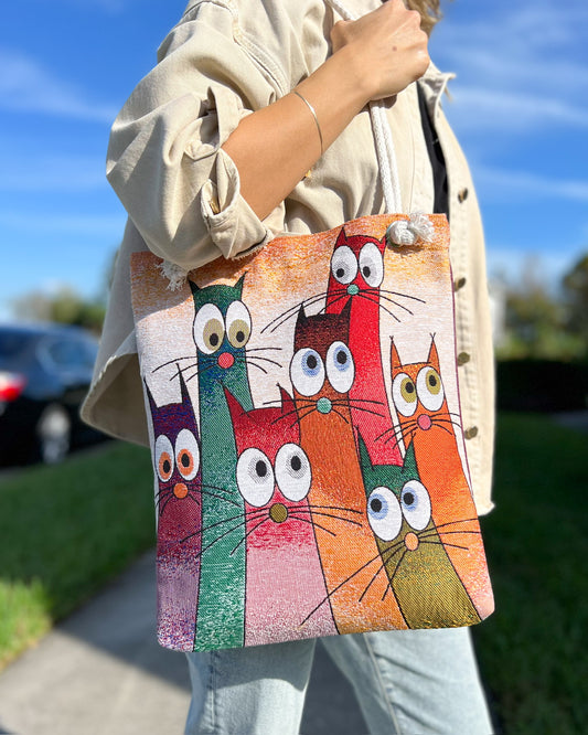 Cute Tote Bag, Gift for Animal Lovers, Cat Design Products