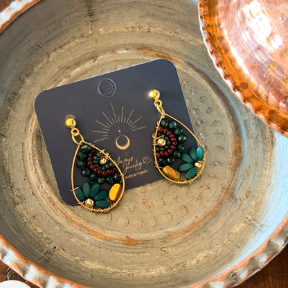 Floral Earrings, Beaded Earrings, Handmade Jewelry