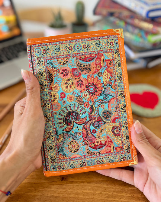 Orange Notebook, Floral Notebook, Bohemian Notebook