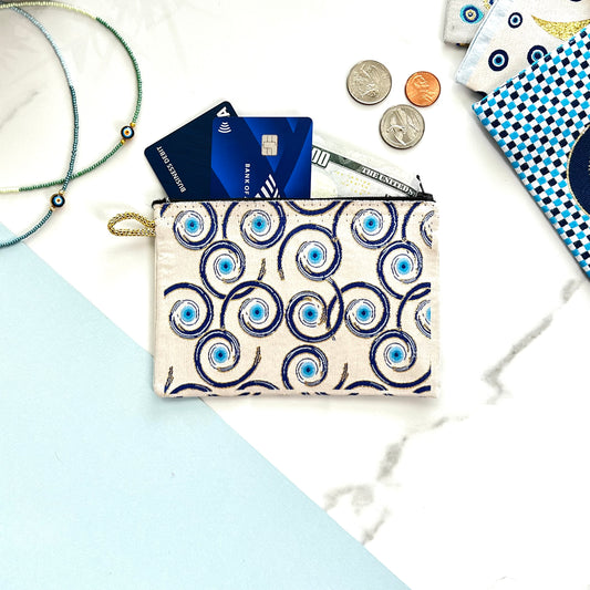 Boho Coin Purse, Fabric Zipper Pouch