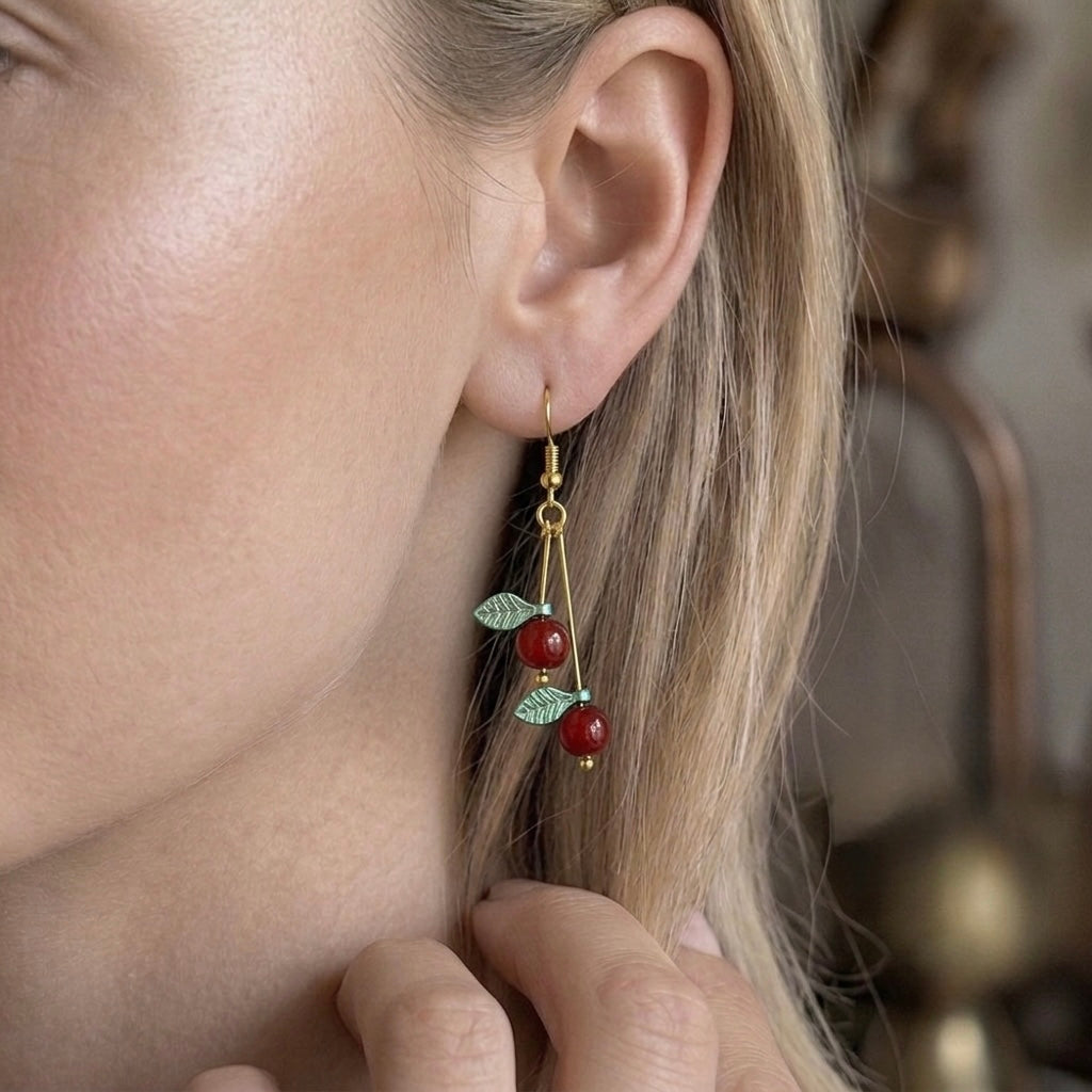 Cherry Earrings, Cute Earrings, Fruit Earrings