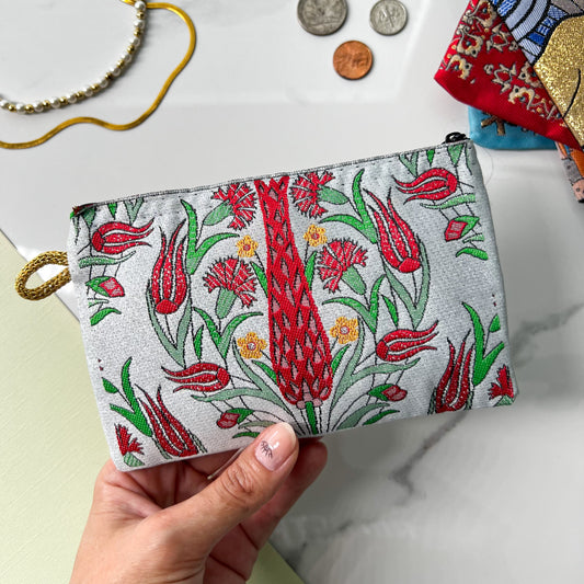 Tulip Coin Purse, Handmade Pouch, Zipper Pouch