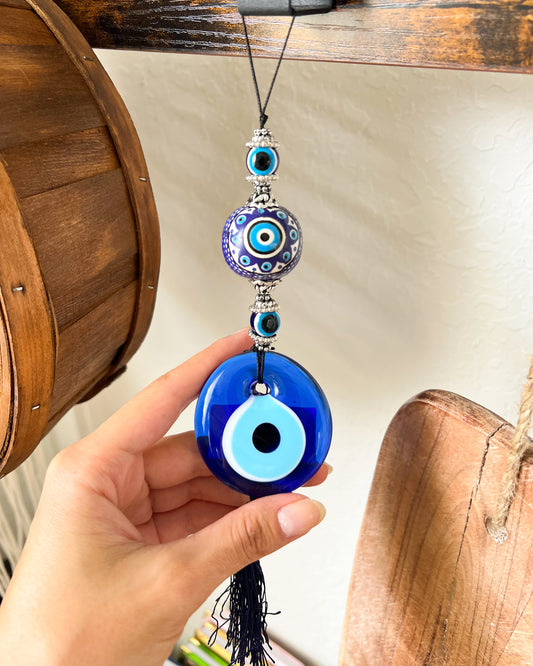 Handmade Evil Eye Wall Hanging, Boho Home Decoration