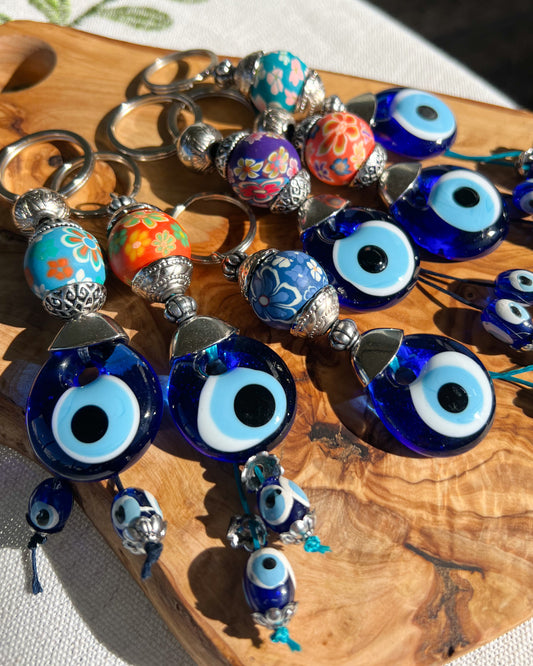 Evil Eye Keychain, Handmade Boho Keychain, Cute Keychain