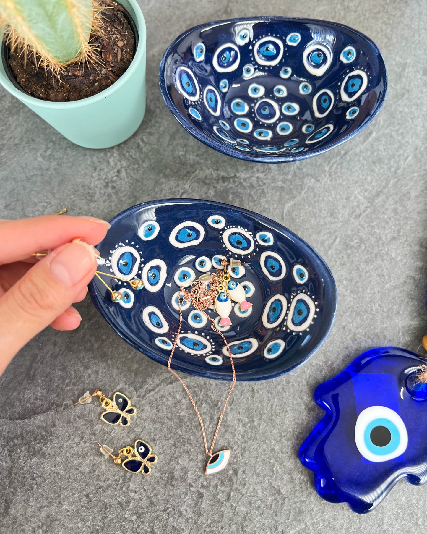Evil Eye Small Bowl, Trinket Dish, Pinch Bowls, Ceramic Bowl