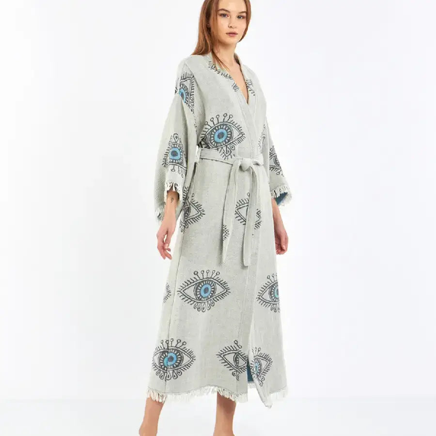 Evil Eye Kimono, Jacquard Kimono, Festival Kaftan Kimono