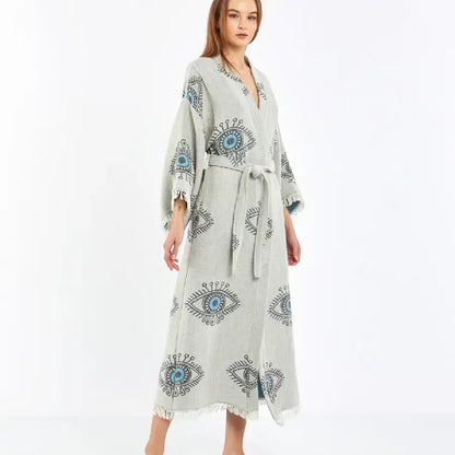 Evil Eye Kimono, Jacquard Kimono, Festival Kaftan Kimono