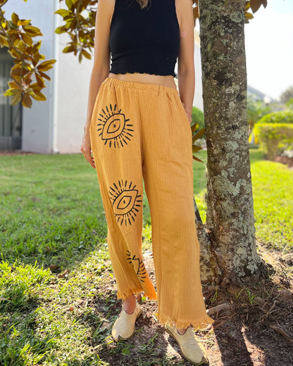 Evil Eye Pants, Muslin Pants, Cotton Bohemian Pants