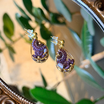 Floral Handmade Earrings, Beaded Jewelry, Floral Jewelry