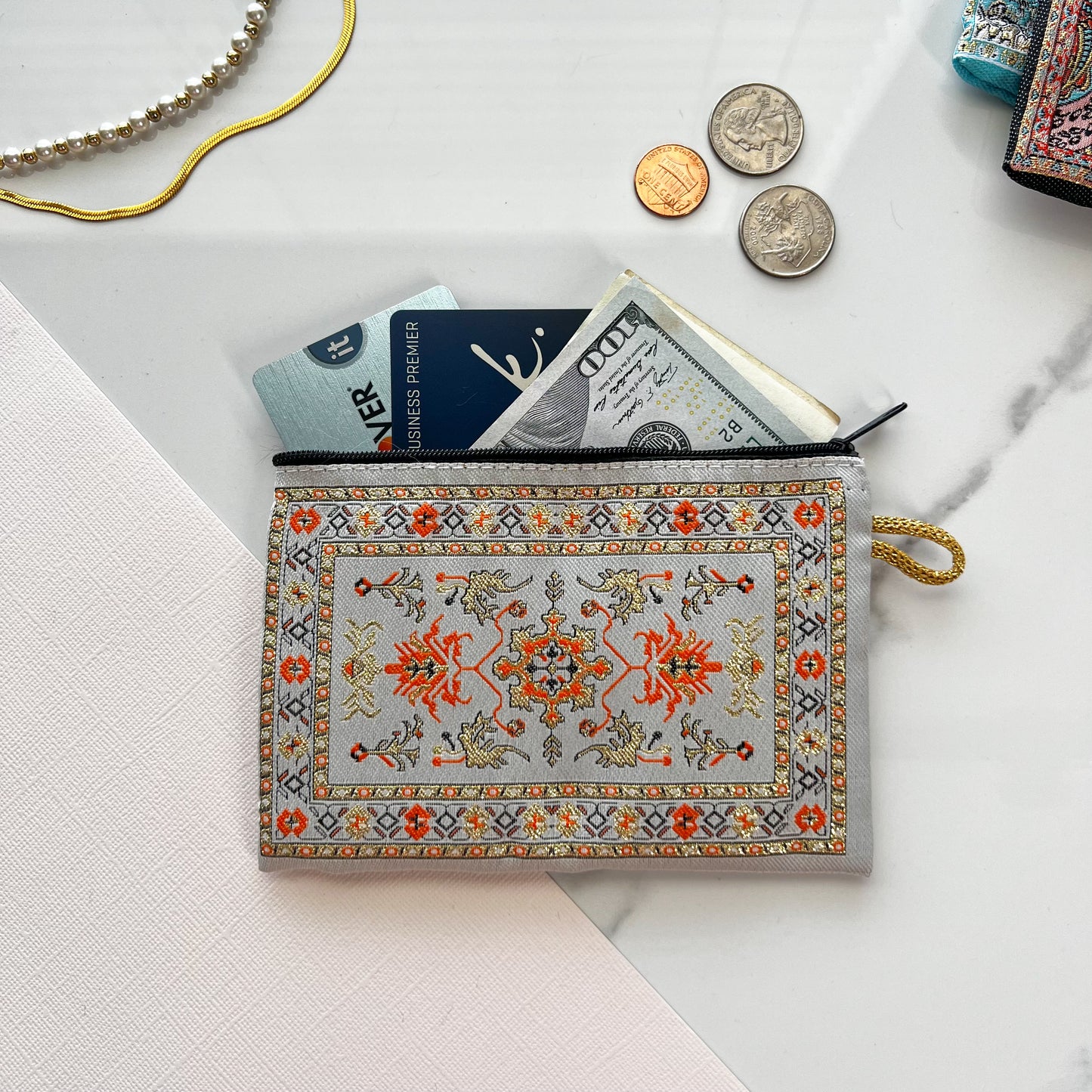 Rug Design Coin Purse, Handmade Small Pouch