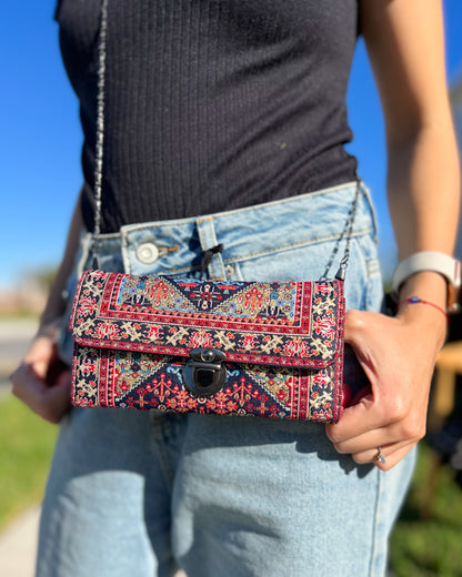 Rug Design Crossbody Bag, Small and Boho Shoulder Bag