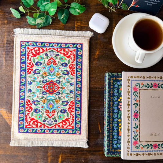 Floral Mini Carpet, Boho Rug, Miniature Carpet, Home Decor