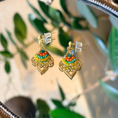 Wire-Woven Earrings, Handmade Beaded Earrings
