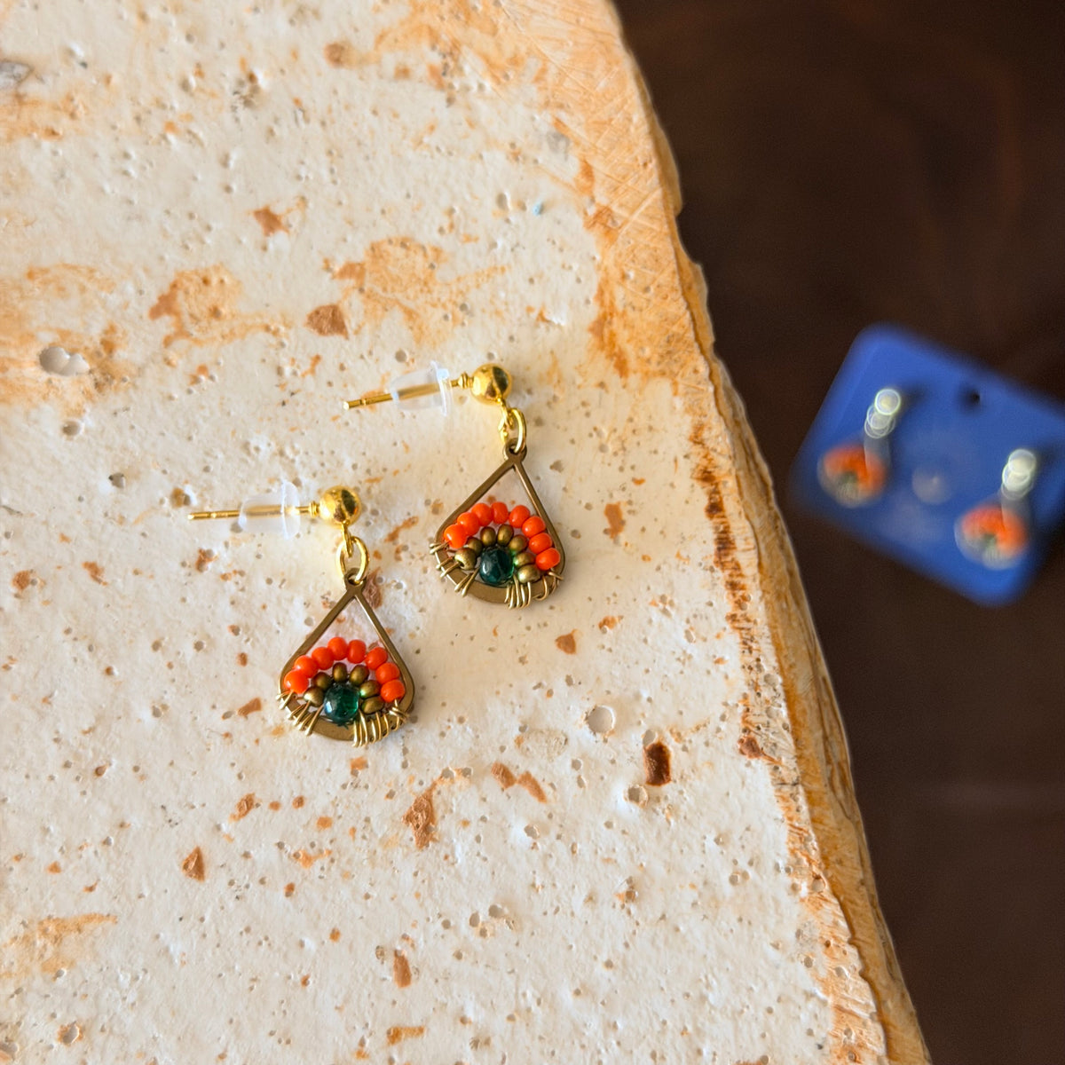 Beaded  Small Earrings, Wire-Woven Earrings, Handmade Jewelry