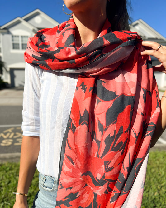Artisan Shawl, Floral Wrap, Fall Colors Wrap