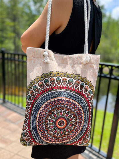 Boho Shoulder Bag, Handmade Tote Bag, Woven Beach Bag