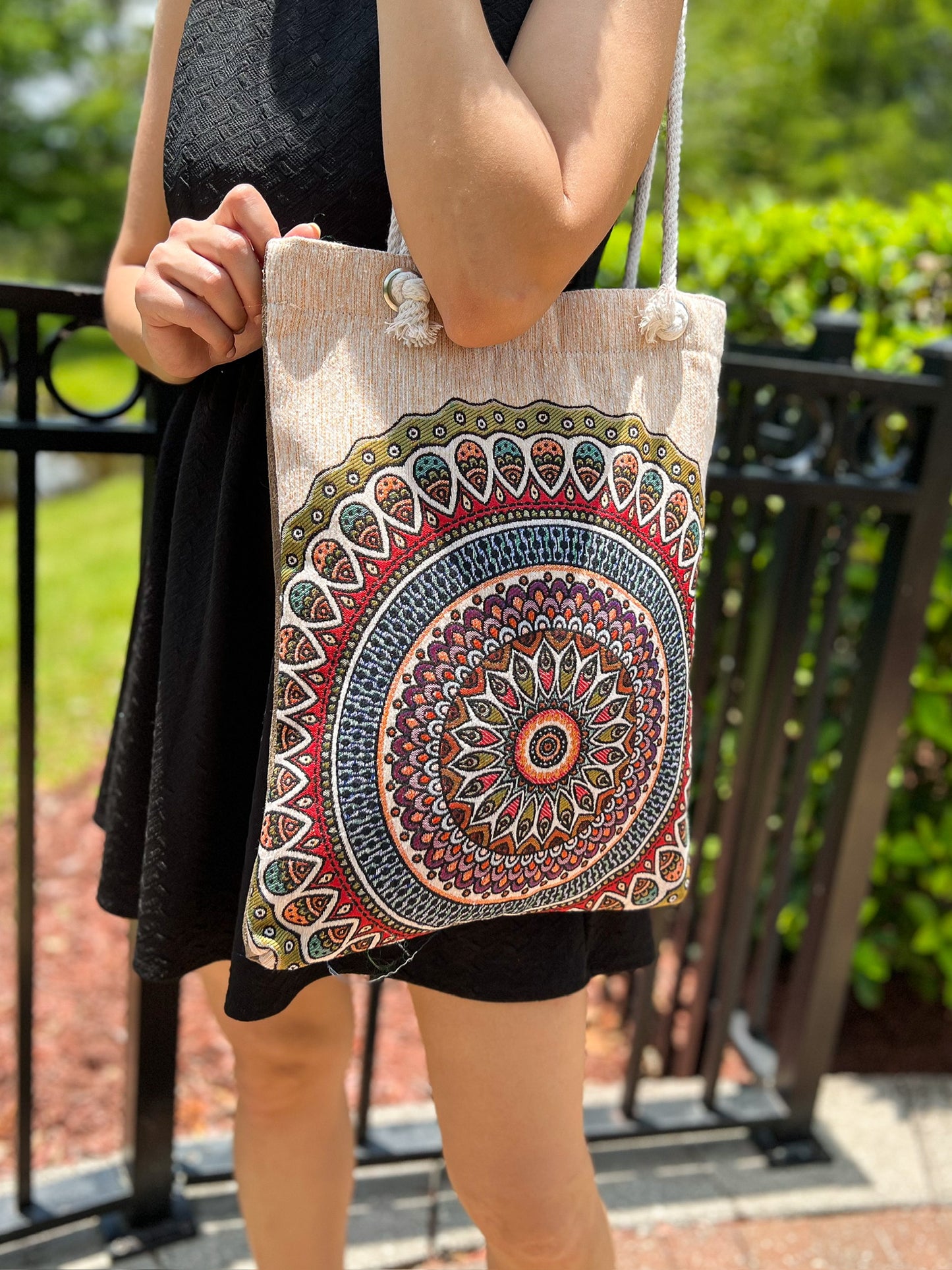 Boho Shoulder Bag, Handmade Tote Bag, Woven Beach Bag