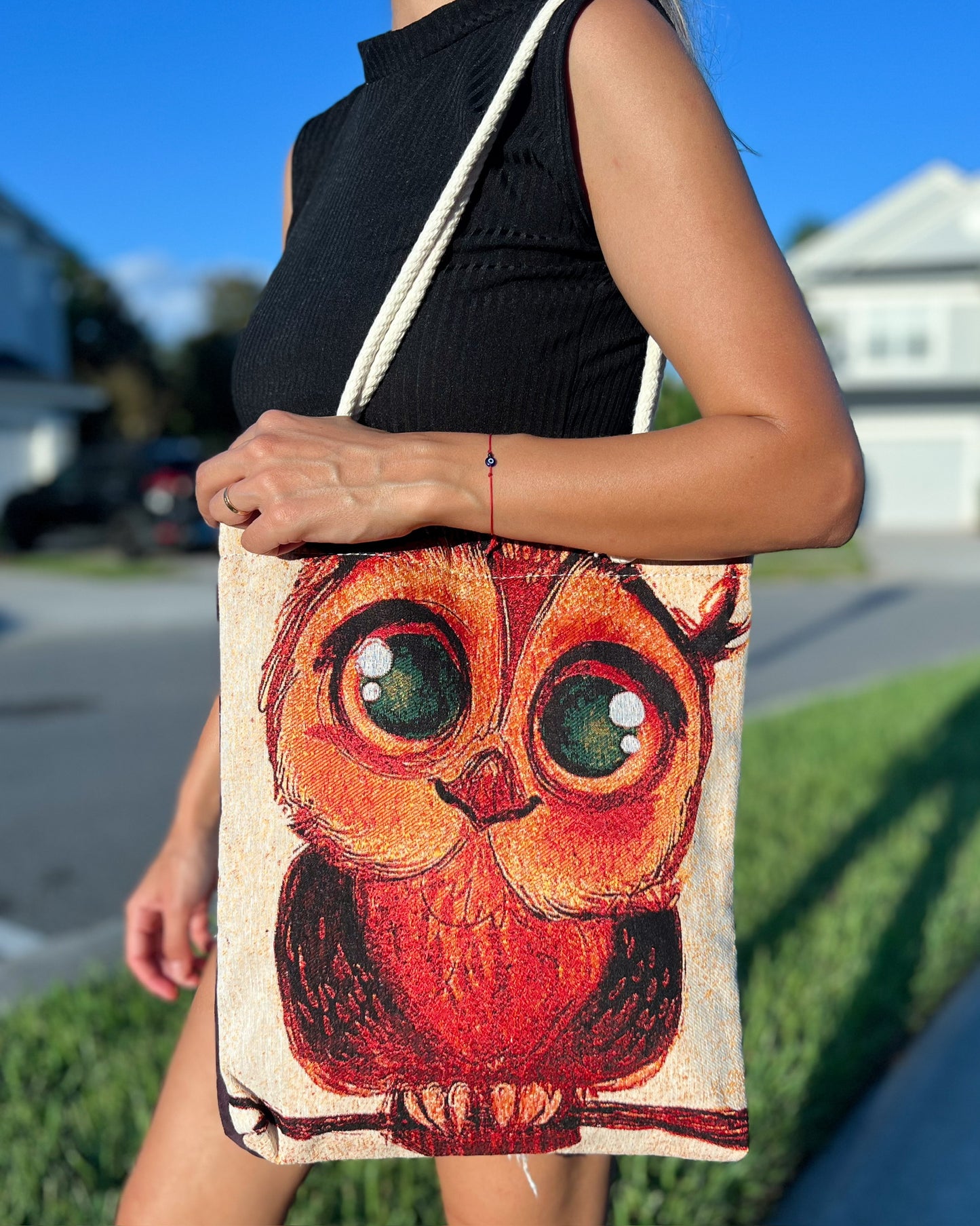 Owl Design Tote Bag, Gift for Animal Lovers, Cute Tote Bag