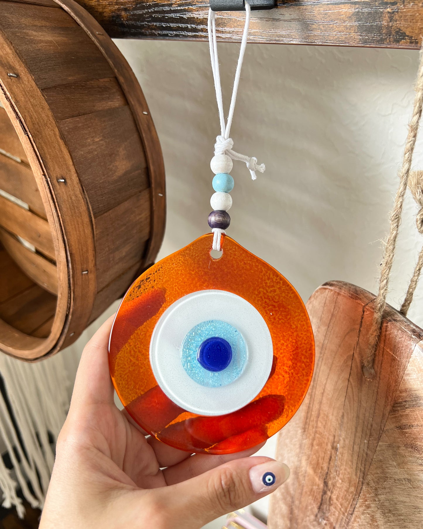 Glass Evil Eye Wall Hanging, Turkish Evil Eye Wall Decor