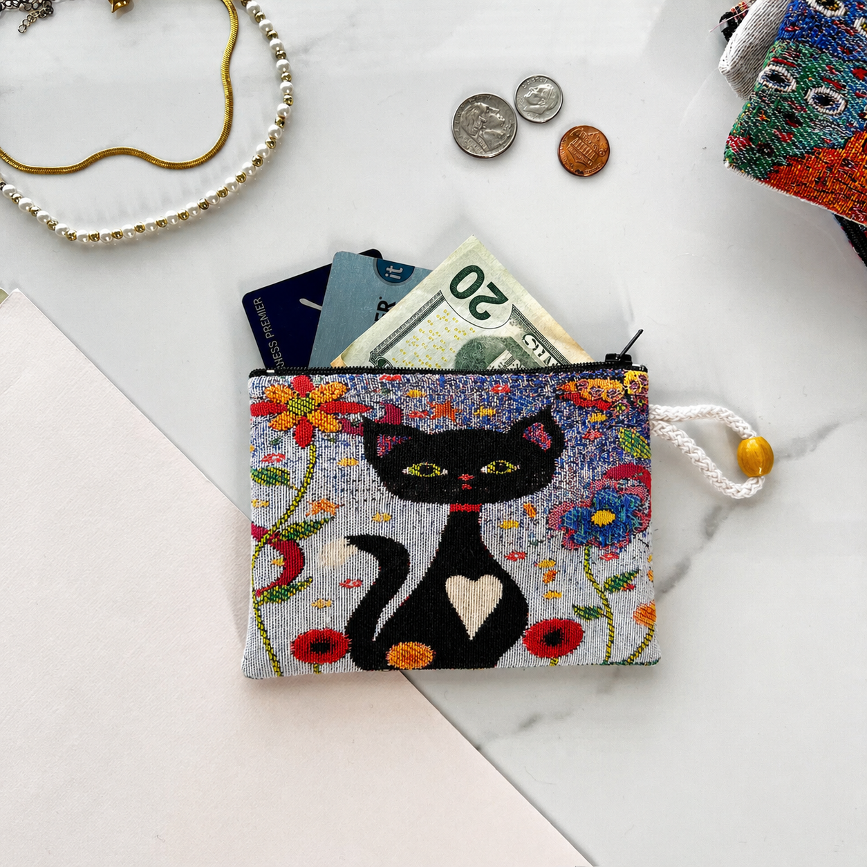 Cute Fabric Pouch, Handmade Coin Purse, Gift for Animal Lover