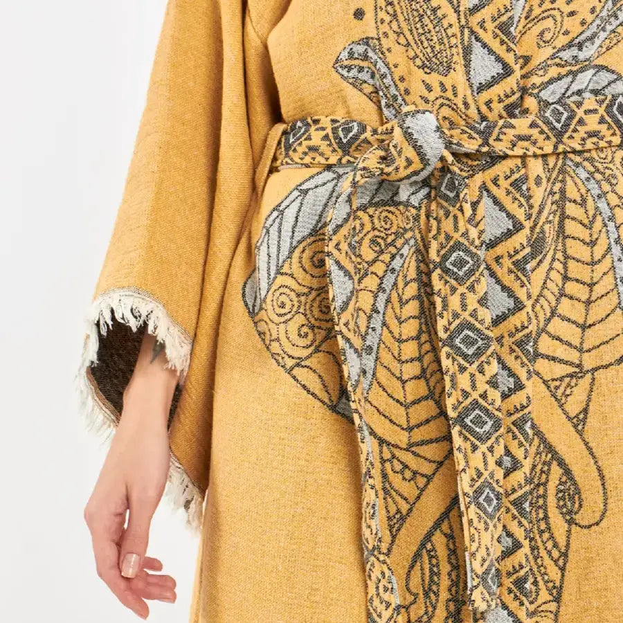 Elephant Kimono, Long Boho Kimono Kaftan