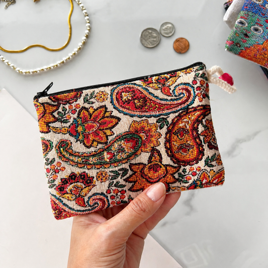 Floral Coin Purse, Cute Fabric Pouch, Small Gifts