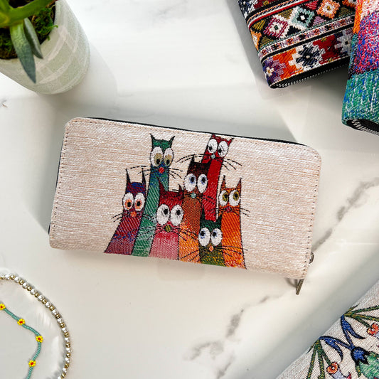 Cute Wallet made from cotton fabric and vegan leather