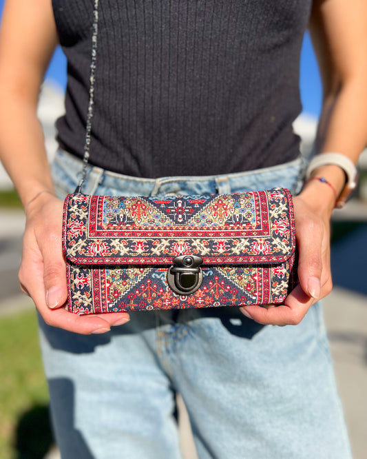 Rug Design Crossbody Bag, Small and Boho Shoulder Bag